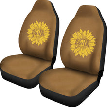 Load image into Gallery viewer, Faith Sunflower on Rustic Brown Faux Suede Car Seat Covers