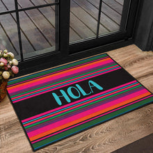 Load image into Gallery viewer, Hola Door Mat Black With Colorful Serape Pattern