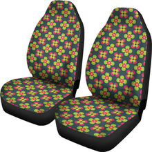 Load image into Gallery viewer, Dark Green With Colorful Retro Flowers Car Seat Covers