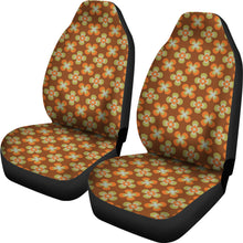Load image into Gallery viewer, Brown With Retro Orange and Green Flower Pattern Car Seat Covers Set of 2 Universal Fit