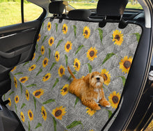Load image into Gallery viewer, Gray Burlap With Sunflower Pattern Back Seat Cover Protector
