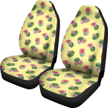 Load image into Gallery viewer, Cactus With Flowers on Pastel Yellow Car Seat Covers Set