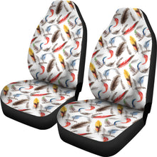 Load image into Gallery viewer, White With Watercolor Feathers Boho Car Seat Covers