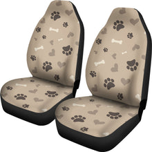 Load image into Gallery viewer, Beige With Brown Dog Love Pattern With Paw Prints, Bones, Hearts Car Seat Covers