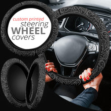 Load image into Gallery viewer, Black and White Vine Steering Wheel Cover