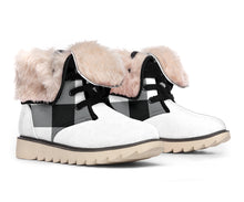 Load image into Gallery viewer, Buffalo Plaid Color Block Fur Lined Snow Boots Black and White Winter Boots