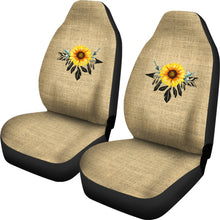 Load image into Gallery viewer, Burlap Style Background With Sunflower Dreamcatcher Car Seat Covers Set of 2
