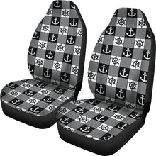 Load image into Gallery viewer, Black and White Nautical Patchwork Pattern Car Seat Covers Set