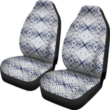 Load image into Gallery viewer, White With Faded Grungy Navy Blue Tie Dye Pattern Car Seat Covers