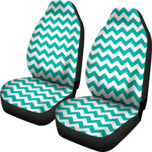 Load image into Gallery viewer, Teal and White Chevron Pattern Car Seat Covers