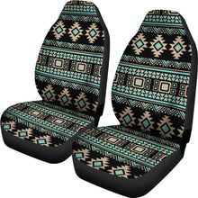 Load image into Gallery viewer, Black, Turquoise and Tan Tribal Ethnic Pattern Car Seat Covers Set