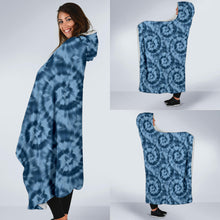 Load image into Gallery viewer, Blue Tie Dye Hooded Blanket With White Fleece Lining