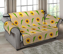 Load image into Gallery viewer, Tan With Rustic Sunflower Pattern 54" Loveseat Cover Sofa Protector Farmhouse Decor