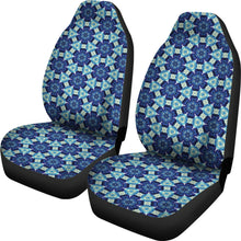 Load image into Gallery viewer, Blue Boho Flowers Shibori Tye Die Style Abstract Pattern Car Seat Covers