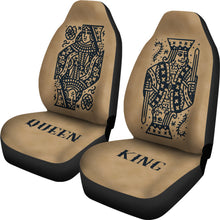 Load image into Gallery viewer, King and Queen Car Seat Covers Set of 2 on Tan Background