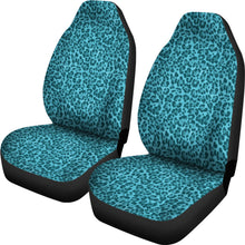 Load image into Gallery viewer, Teal Blue Leopard Skin Print Car Seat Covers
