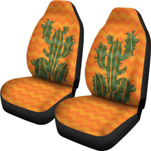Load image into Gallery viewer, Orange and Green Ombre Chevron Cactus Design Car Seat Covers Set