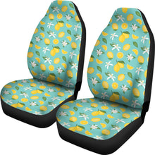 Load image into Gallery viewer, Pastel Blue Green With Yellow Lemon Pattern Car Seat Covers Set