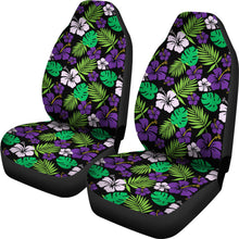 Load image into Gallery viewer, Purple and Green Hibiscus Flower Car Seat Covers Hawaiian Tropical Set of 2