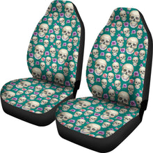 Load image into Gallery viewer, Teal With Skulls and Roses Car Seat Covers
