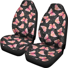 Load image into Gallery viewer, Black and White Leaves With Pink Butterflies Car Seat Covers