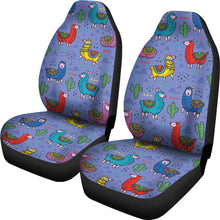 Load image into Gallery viewer, Periwinkle blue with llamas car seat covers