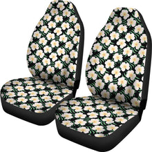 Load image into Gallery viewer, Black With Plumeria Frangipani Flower Pattern Hawaiian Island Floral Car Seat Covers