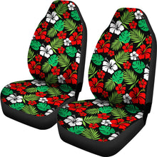 Load image into Gallery viewer, Hibiscus Flower Car Seat Covers In Red and Green Hawaiian Pattern Polynesian Set of 2