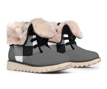 Load image into Gallery viewer, Buffalo Plaid Color Block Fur Lined Snow Boots Black and White Winter Boots