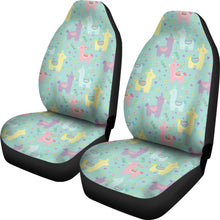 Load image into Gallery viewer, Pastel Mint, Yellow, Pink and Purple Spring Llama Pattern Car Seat Covers