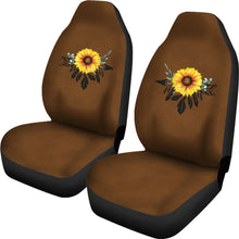 Load image into Gallery viewer, Sunflower Dreamcatcher on Dark Colored Suede Texture Background Seat Protectors