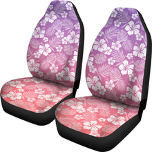 Load image into Gallery viewer, Coral and Purple Ombre Car Seat Covers With White Hibiscus Pattern Overlay