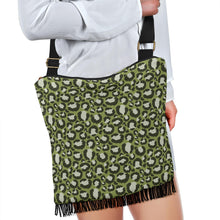 Load image into Gallery viewer, Green Leopard Print Boho Fringe Purse Crossbody Shoulder Bag