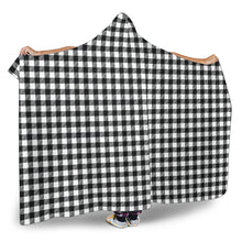 Load image into Gallery viewer, Black White Buffalo Plaid Hooded Blanket Express Shipping Only