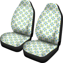 Load image into Gallery viewer, White With Green Retro Hippie Flower Pattern Car Seat Covers Set