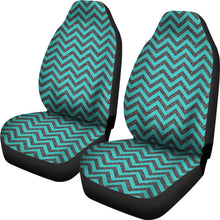 Load image into Gallery viewer, Rustic Teal and Gray Marble Chevron Car Seat Covers