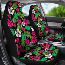 Load image into Gallery viewer, Hot Pink and Green Hawaiian Hibiscus Car Seat Covers Tropical Polynesian Pattern Set of 2