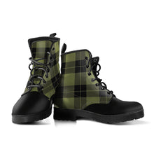 Load image into Gallery viewer, Army Green and Black Plaid Women's Vegan Leather Boots