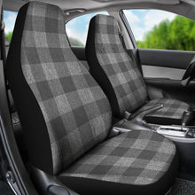 Load image into Gallery viewer, Gray Faux Denim Buffalo Plaid Car Seat Covers Seat Protectors