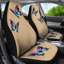 Load image into Gallery viewer, Tan With Blue and Purple Butterflies Car Seat Covers