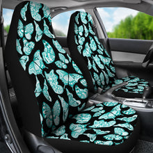 Load image into Gallery viewer, Black With Turquoise Butterflies Car Seat Covers