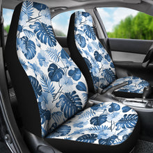 Load image into Gallery viewer, White and Blue Hibiscus Tropical Hawaiian Flower Pattern Car Seat Covers
