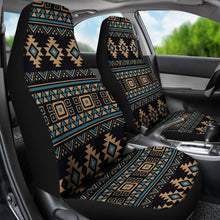 Load image into Gallery viewer, Black, Tan and Turquoise Tribal, Ethnic, Aztec Car Seat Covers Set