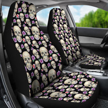 Load image into Gallery viewer, Black With Skulls and Roses Car Seat Covers