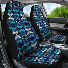 Load image into Gallery viewer, Black, Blue and White Ethnic Abstract Pattern Car Seat Covers