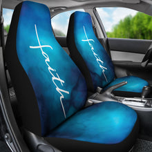 Load image into Gallery viewer, White Faith Word Cross On Blue Ombre Car Seat Covers Religious Christian Themed