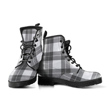 Load image into Gallery viewer, Gray and White Plaid Vegan Leather Boots