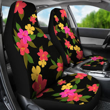 Load image into Gallery viewer, Black With Bright Tropical Flowers Car Seat Covers