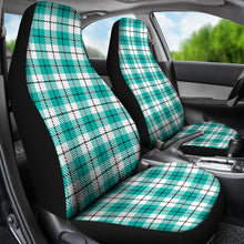 Load image into Gallery viewer, Teal, White and Black Plaid Car Seat Covers Set