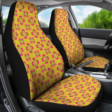 Load image into Gallery viewer, Yellow With Pink and Green Retro Hippie Flower Pattern Car Seat Covers Set